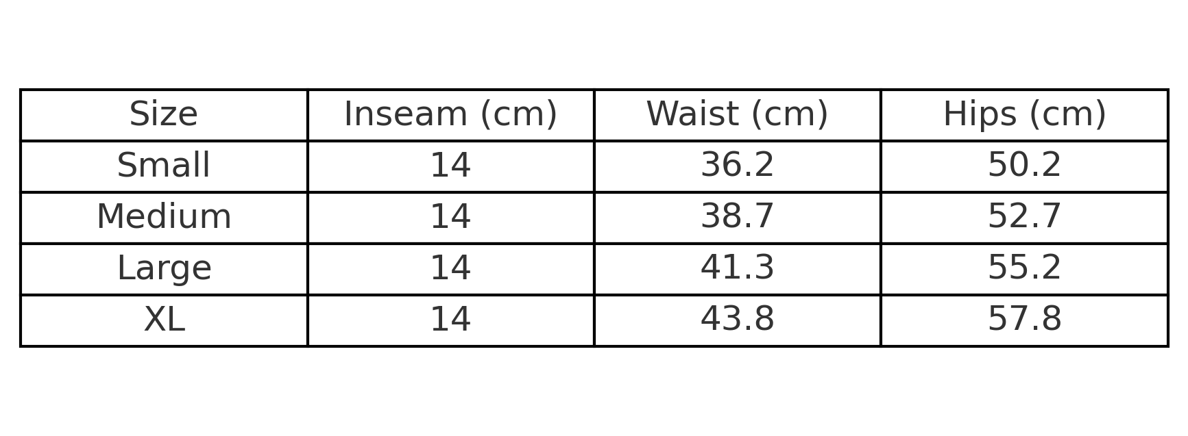 Size Chart - CM
