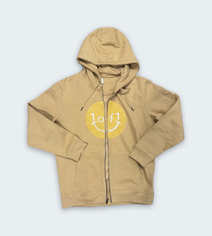 Split Smiley Zip-Up Hoodie - SeeingDreams