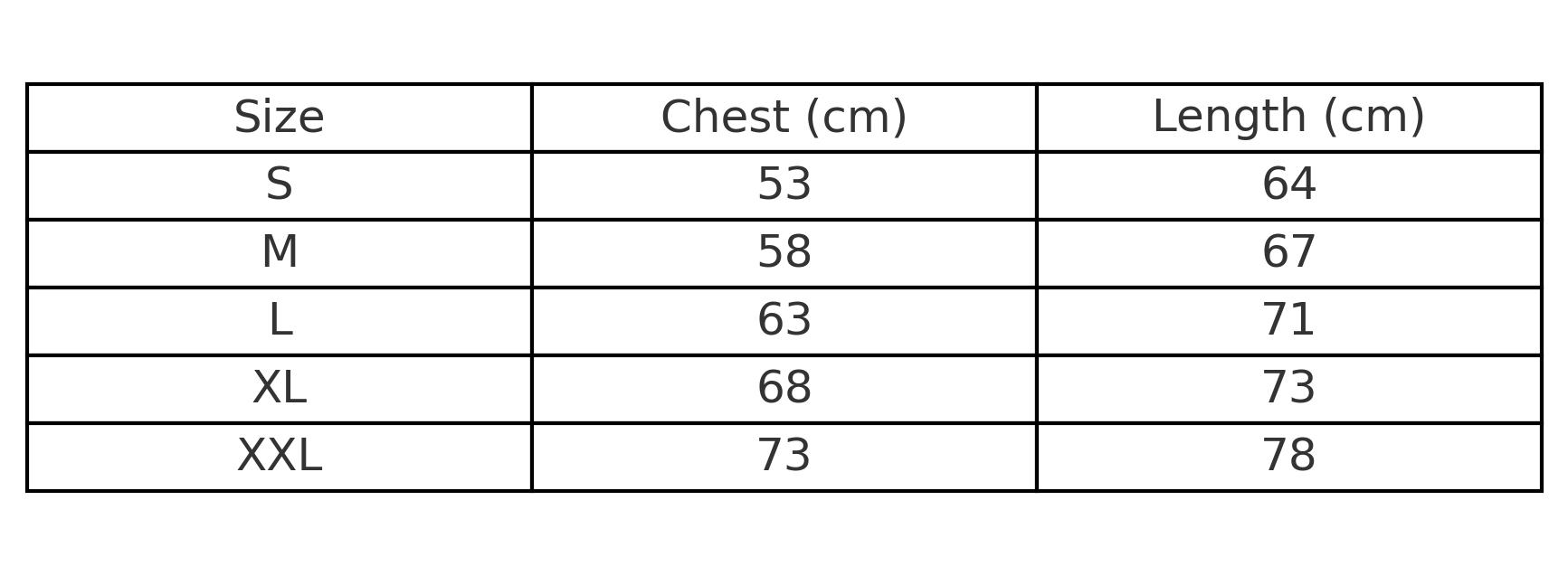 Size Chart - CM