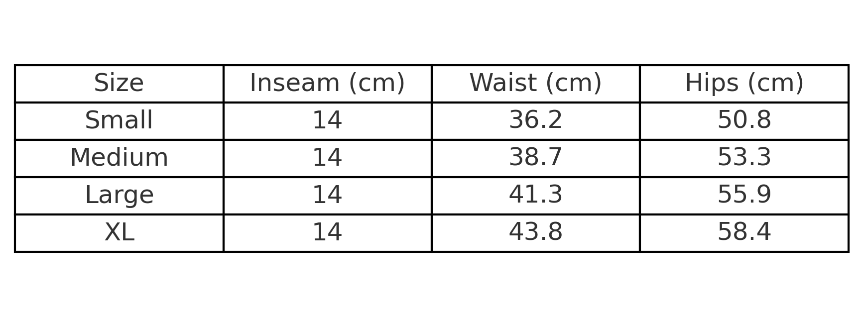 Size Chart - CM