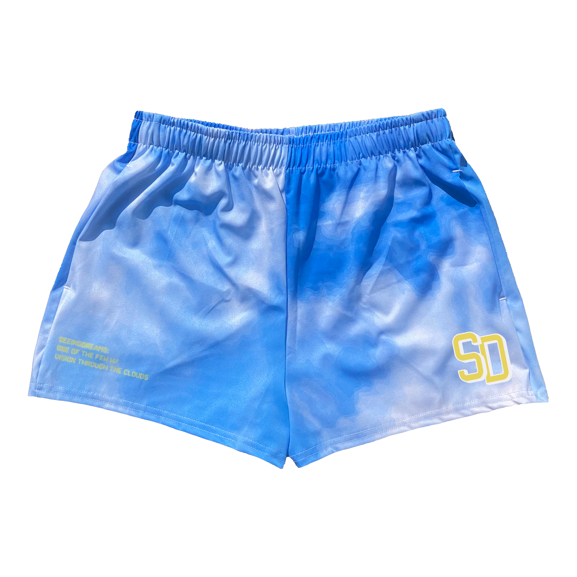 WOMENS SD SHORTS - SKY/YELLOW - SeeingDreams