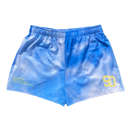 WOMENS SD SHORTS - SKY/YELLOW - SeeingDreams